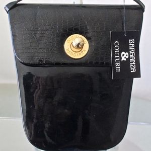 "BARGANZA" BLACK PATENT LEATHER PURSE